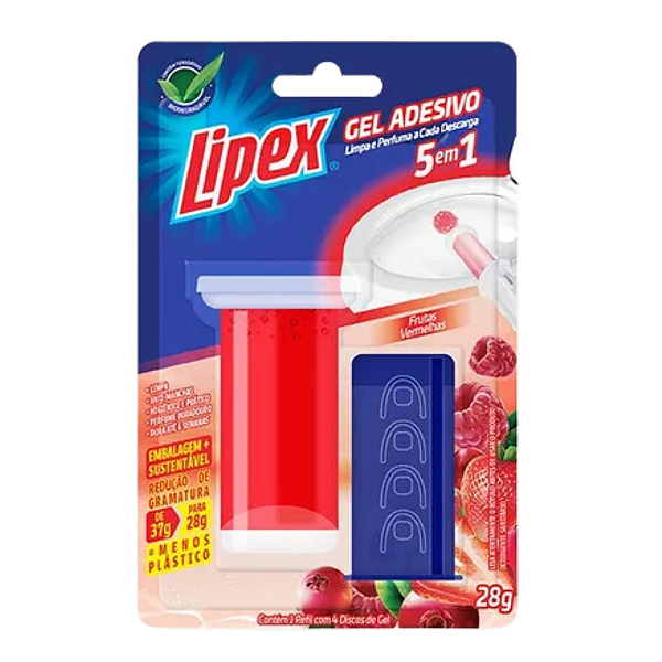 Gel Adesivo Detergente Sanitário com Aplicador Frutas Vermelhas 28g - 4 Aplicações