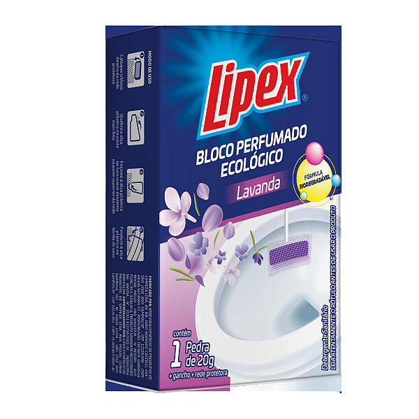 Pedra Sanitária Bloco Perfumado Ecológico 20g Banheiro Lipex Lavanda