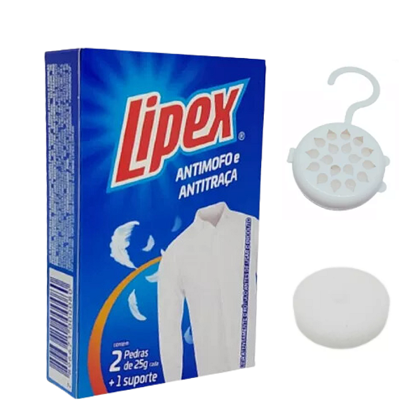 Antitraça e Antimofo Lipex 1 Suporte + 2 Refil 25g Guarda Roupas Canela