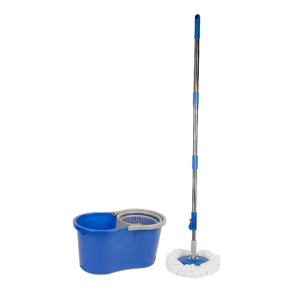 Mop Limpeza Giratorio 8 Litros c/ Balde - Cabo Inox Clean Tech Azul