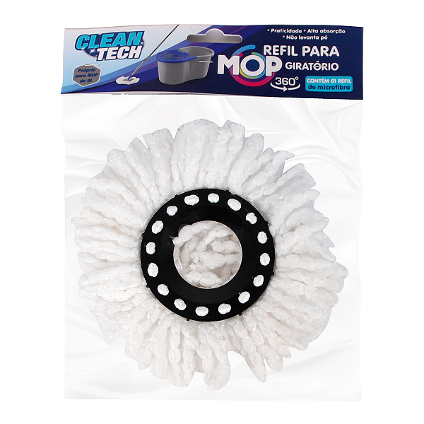 Refil Mop Giratorio 360º Balde Esfregao 8 litros Clean Tech