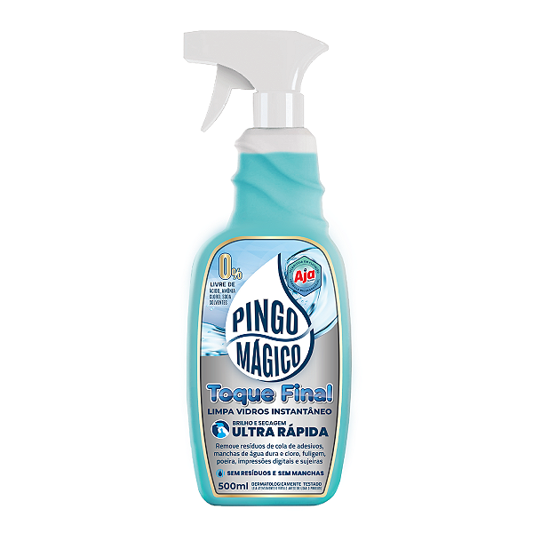 Limpa Vidros Instantaneo Potente Pingo Magico 500ml Toque Final Spray
