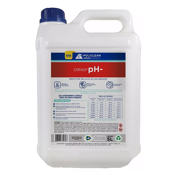 Redutor de pH Piscina 5 Lt e Redutor de Alcalinidade Eficaz