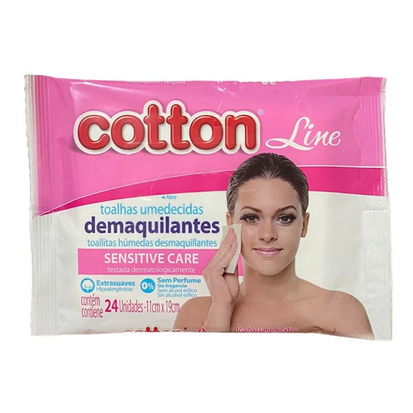 Demaquilante Toalha Umedecida Cotton Line 24 unidades Suave