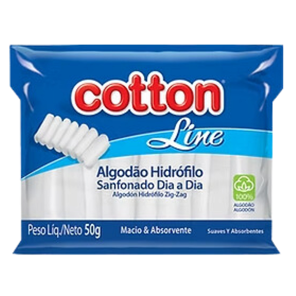 Algodão Hidrófilo Sanfonado Cotton Line 50g  Multiuso 100%