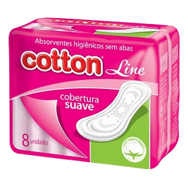 Absorvente Cotton Line Higienico Cobertura Suave Sem Aba 8 unidades