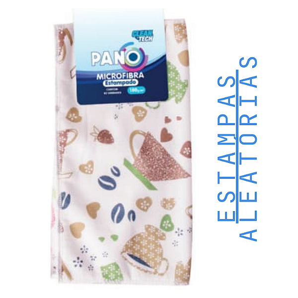 Kit 3 Pano Microfibra Estampado Clean Tech 30x30cm 180g/m2