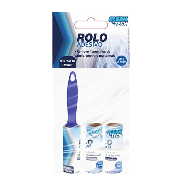 Mini Rolo Removedor Tira Pelo Roupa Sofá Cleantech  2 Refil