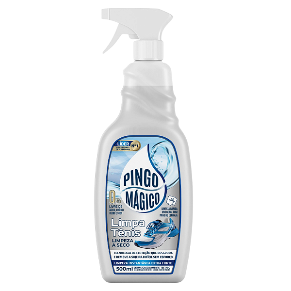 Limpa Tenis Pingo Mágico Remove Manchas Sem Esforço Spray 500ml - Limpeza a Seco