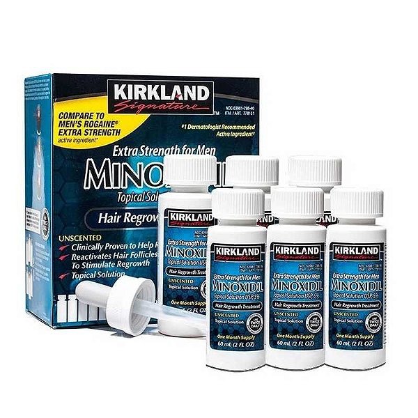 Kirkland Minoxidil 5% C/ 6 Frascos de 60ml (6 Meses) Original- Lacrado