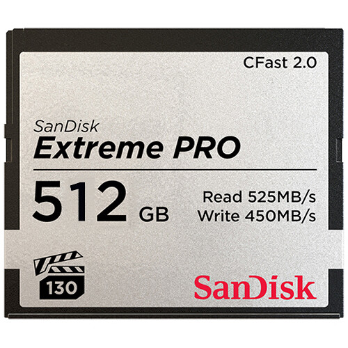 Cartão De Memória SanDisk 512GB Extreme PRO CFast 2.0- Lacrado