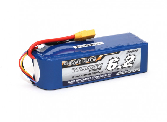 Bateria Lipo 6S Turnigy Heavy Duty 6200mAh 60C Conector XT90-Lacrado