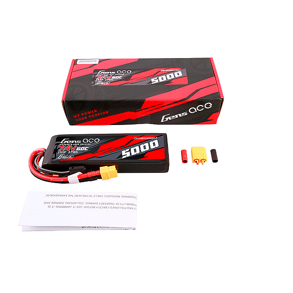 Bateria Gens Ace LiPo 7.4V 5000mAh 60C 2S XT60 Plug- Lacrado
