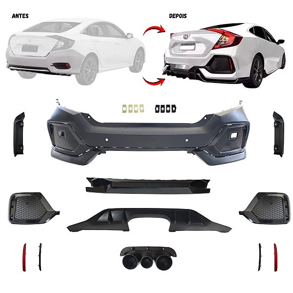 Para-choque Traseiro Honda Civic G10 Estilo Type-r 2016-2021