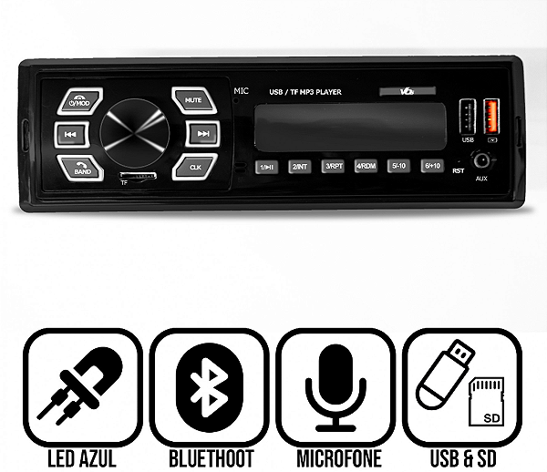 Radio Automotivo Mp3 Professor Usb Bluetooth Com Controle