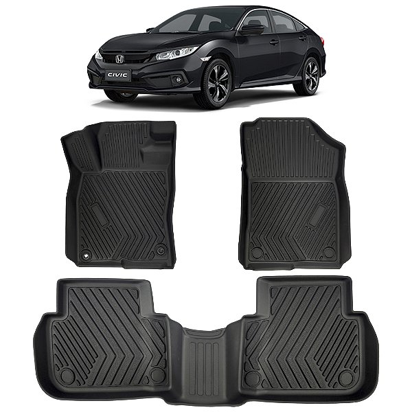 Jogo Tapete Bandeja Honda Civic G10 2017 até 2021 Automotivo