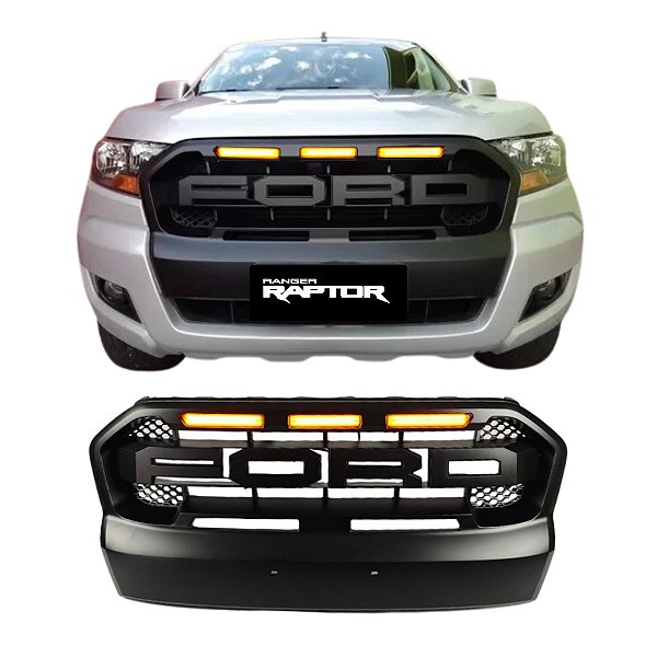 Grade Frontal Para Ford Ranger Raptor T7 2016 A 2019 Com Led
