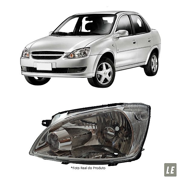 Farol Corsa Classic 2011 até 2016 Lente Cromada LE Motorista