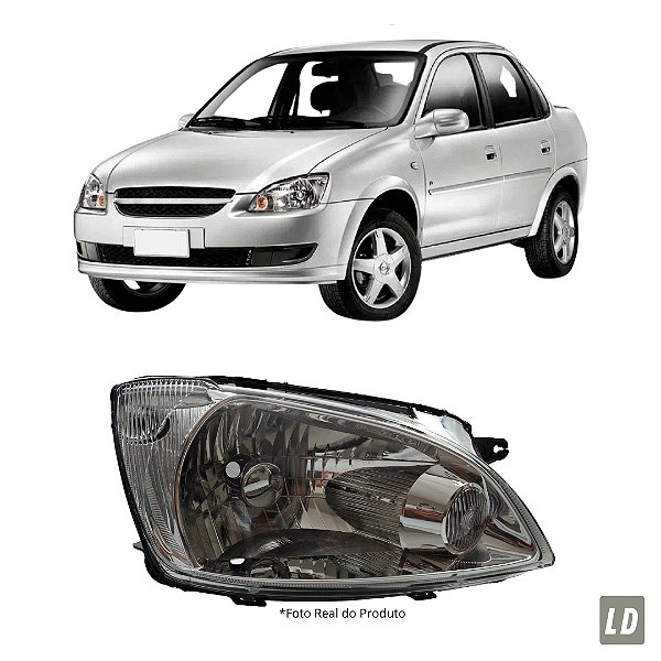 Farol Corsa Classic 2011 até 2016 Lente Cromada LD Passageiro