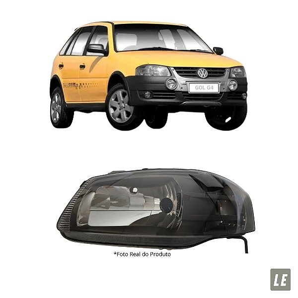 Farol Gol 2006 Até 2014 Parati Saveiro G4 LE Motorista Máscara Cinza