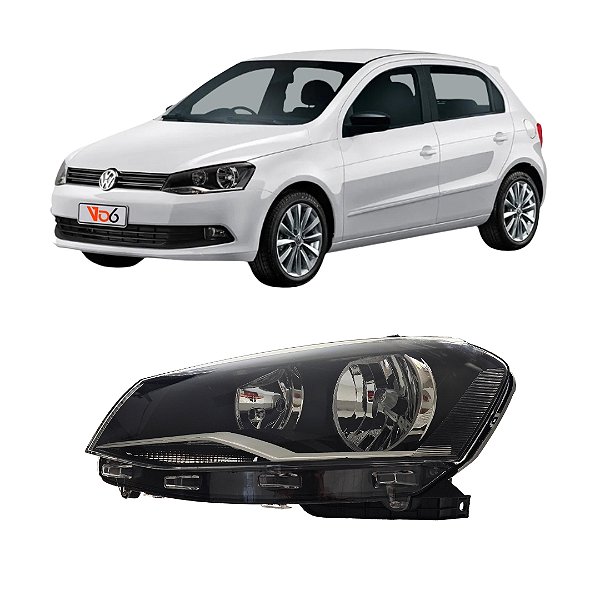 Farol Gol Voyage Saveiro G6 2013 até 2016 Máscara Negra Lado Esquerdo Motorista