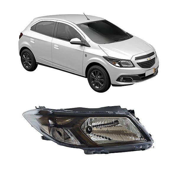 Farol Onix 2013 Até 2016 Moldura Cromada e Aros preto LD Passageiro