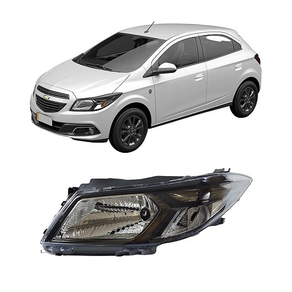 : Farol Onix 2012 Até 2016 Máscara Cromada LE com Aros Preto