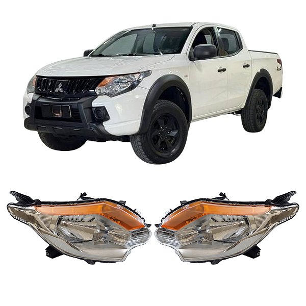 Par Farol Principal L200 2016 Até 2023 Mascara Cromada/Ambar Ld/Le