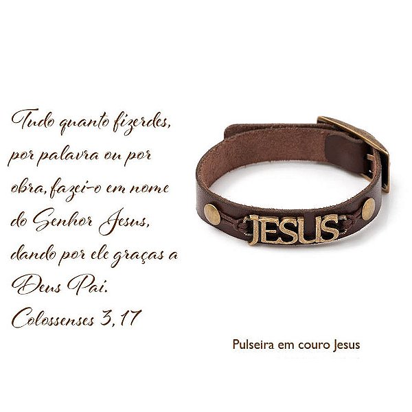 Pulseira em Couro Jesus Unissex