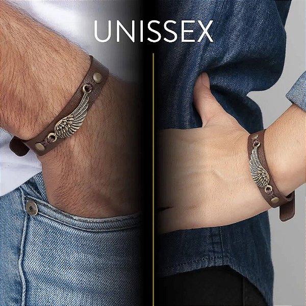 Pulseira De Couro Asa De Anjo