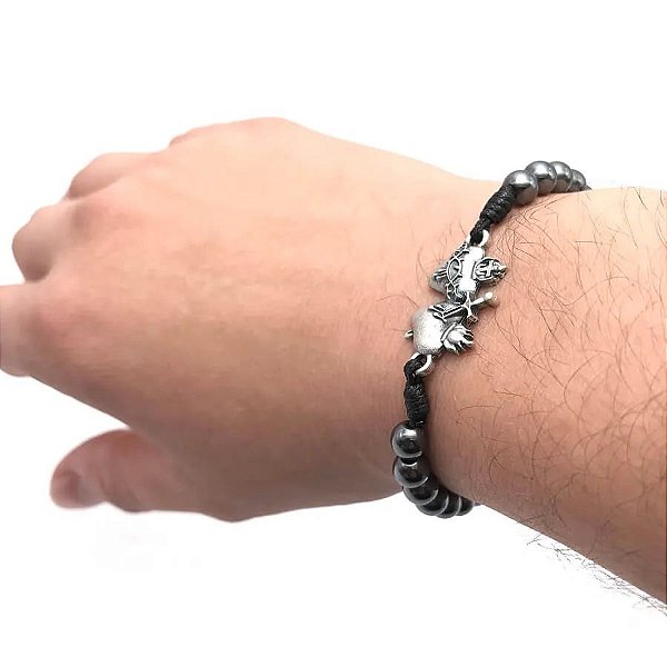 Pulseira de Hematita Sagrados Corações