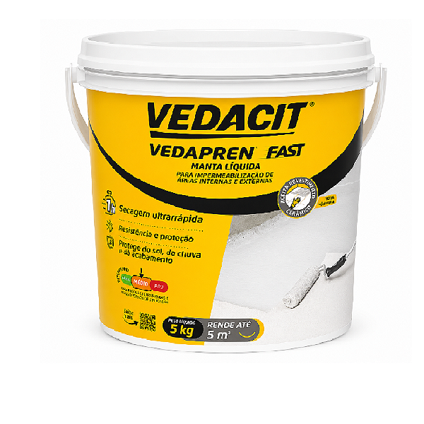Manta Líquida Branca 5kg Vedapren Fast Vedacit