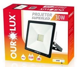 Refletor Led 30W 6500 Preto Slim Ourolux
