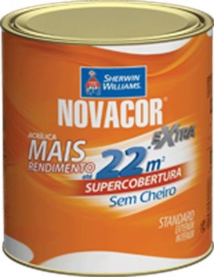 Tinta Acrílica Standard Semi Brilho Branco + Rendimento 18L Novacor Extra - Sherwin Williams