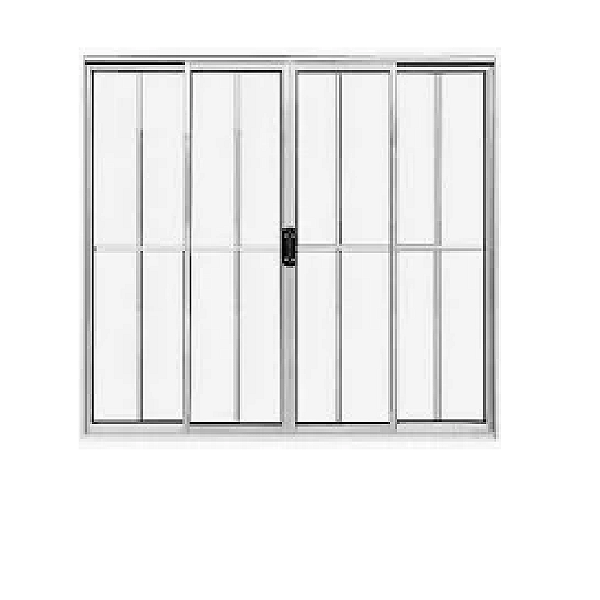 Vitrô Alumínio 4 Folhas de Correr com Grade 100x150cm - Perfilax