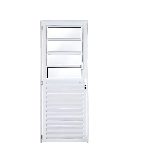 Porta de Alumínio Basculante Jateado Branca Direita 210X80cm - Perfilax
