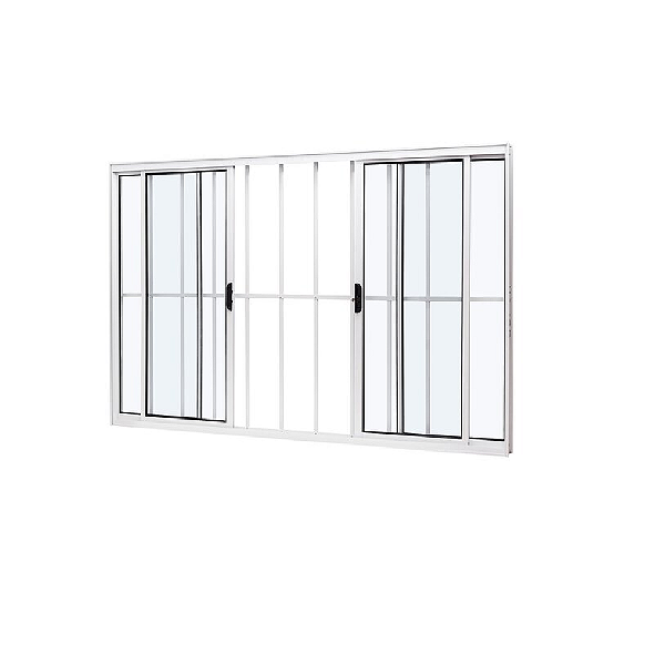 Vitrô Alumínio 4 Folhas Branca de Correr com Grade 100x120cm - Perfilax