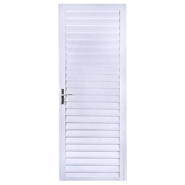Porta de Alumínio Palheta Veneziana Direita Branca 210X80cm - Perfilax