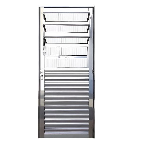 Porta de Alumínio Basculante Jateado Direita Polida 210X80cm - Perfilax