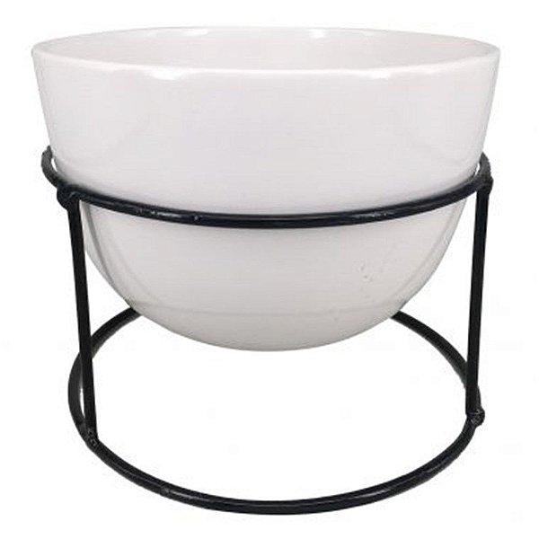 VASO BRANCO COM SUPORTE DE FERRO - ROUND