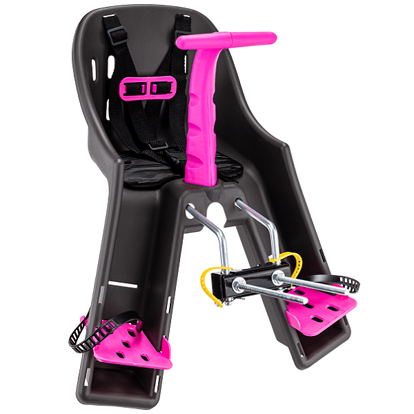 Cadeirinha Infantil de Bicicleta Kalf Baby Bike Dianteira Marrom e Rosa