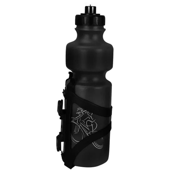 GARRAFA 750ML PLASTICO PRETA COM SUPORTE