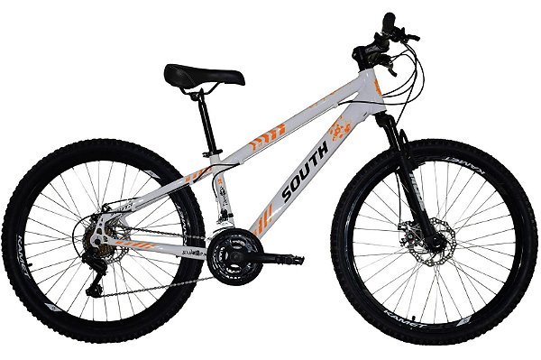 Bicicleta South Freeride Branco C/ Laranja 21v Aro 26