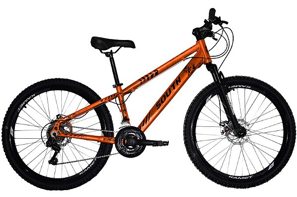 Bicicleta South Freeride Laranja Neon C/ Preto 21v Aro 26