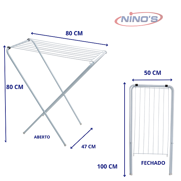 Varal De Chão Sem Abas Ninos Branco Slim Ninos