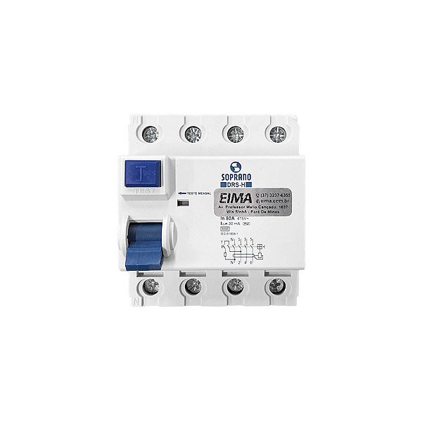 Interruptor Diferencial Residual DR Tetrapolar 80A DRS4 H 30mA Soprano