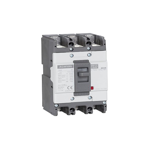 Disjuntor Caixa Moldada 40A AGW 50N 380V 18kA Térmico e Magnético Fixos Weg