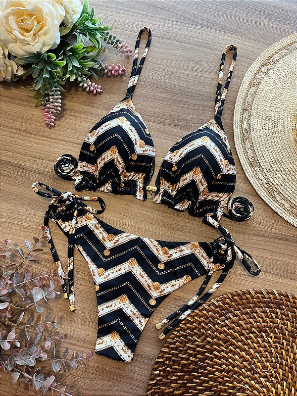 BIQUINI PRETO BRANCO GOLD