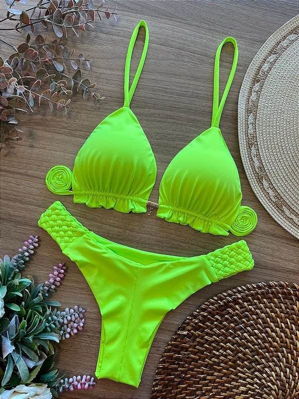 BIQUINI TRANÇADO AMARELO NEON