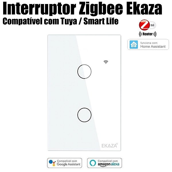 Interruptor Zigbee de 2 Botões Tuya Smart Life Modelo Router Repete Sinal Zigbee